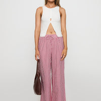 Holiday Tie Front Pants Red/White Stripe