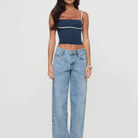 Serenitia Mid Rise Straight Leg Jeans Light Wash