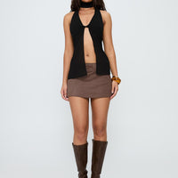 Jordayna Stud Mini Skirt Brown