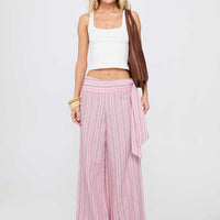 Wave Dancer Tie Pant Pink Stripe