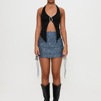 Ceejay Faux Leather Mini Skirt Slate