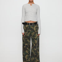 Briony Mid Rise Wide Leg Jeans Camouflage