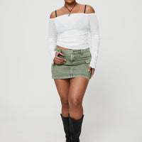 Zakai Cargo Denim Mini Skirt Green