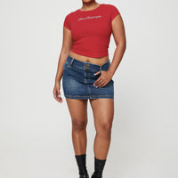 Faya Low Rise Denim Mini Skirt Dark Blue