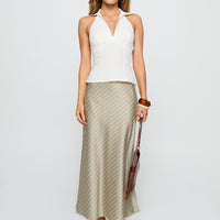 Mixed Signals Midi Skirt Brown Stripe