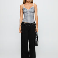 Baccarat Mid Rise Wide Leg Belted Jeans Black