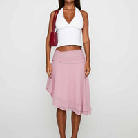 Evanescence Asymmetrical Midi Skirt Pastel Pink