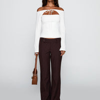 Kinkirk Flared Pants Brown Pinstripe
