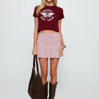 Real Love Baby Shirred Mini Skirt Red White Check