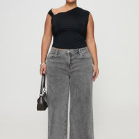 Wolfie High Rise Wide Leg Slouchy Jeans Steel Curve