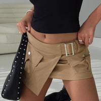 Esposito Wrap Cargo Mini Skirt Brown