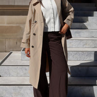 Lustre Wide Leg Pant Brown Pinstripe