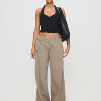 Paltrow Mid Rise Wide Leg Cargo Jeans Washed Brown