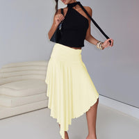 Symphonia Asymmetrical Midi Skirt Butter Yellow