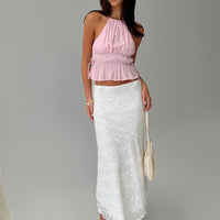 Freebirds Lace Midi Skirt White