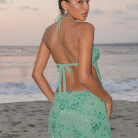 What A Coincidence Beaded Mini Skirt Teal