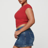Faya Low Rise Denim Mini Skirt Dark Blue
