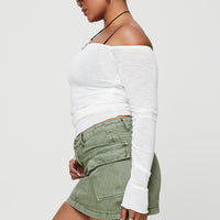 Zakai Cargo Denim Mini Skirt Green