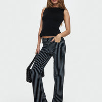 Allude Low Waist Pinstripe Pant Black
