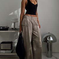 Paltrow Mid Rise Wide Leg Cargo Jeans Washed Brown