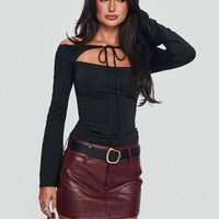 Magee Faux Leather Mini Skirt Burgundy