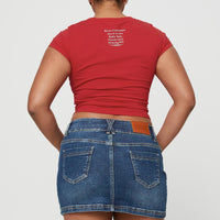 Faya Low Rise Denim Mini Skirt Dark Blue