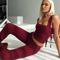 Closed Eyes Flared Pants Maroon