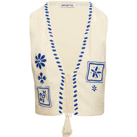 Grazia Vest Top Cream / Blue