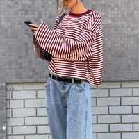 Bloom Long Sleeve Wine Stripe