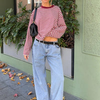 Bloom Long Sleeve Wine Stripe