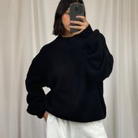 Unisex Drop Sleeve Heavy Knit Black