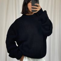 Unisex Drop Sleeve Heavy Knit Black