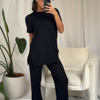 Leighton Ribbed Pant Black