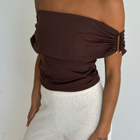 Millie Off The Shoulder Top Chocolate