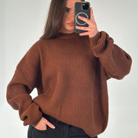 Unisex Drop Sleeve Heavy Knit Choc