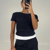 Sunday Layered Tee Black
