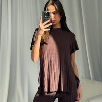 Leighton Ribbed Top Chocolate