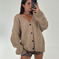 Unisex Knitted Oversize Cardigan Camel
