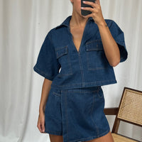 Seona Denim Set Dark Blue