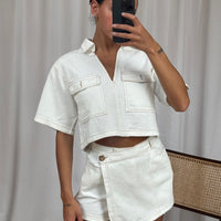 Seona Denim Set White