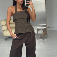 Lilah Halter Neck Top Brown