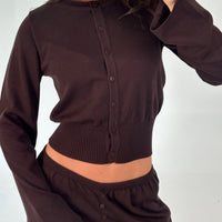 August Button Up Top Chocolate