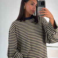 Bloom Long Sleeve Beige Stripe