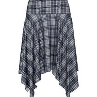 Scholar Asymmetrical Midi Skirt Grey Check