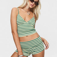 Miztaray Shorts Green / Cream Stripe