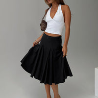 Agnette Low Rise Midi Skirt Black