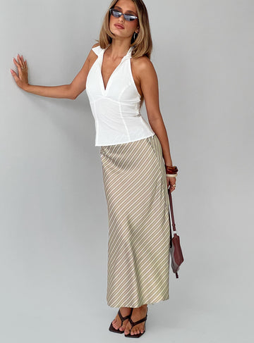 Mixed Signals Midi Skirt Brown Stripe