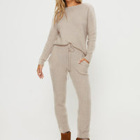 Abrams Rib Knit Pant Beige