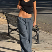 Actually Invested Low Rise Pants Denim Stripe