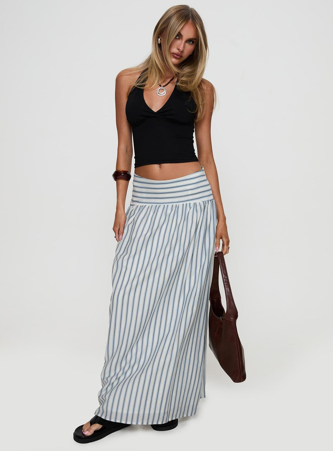 Find Your Love Flowy Maxi Skirt White